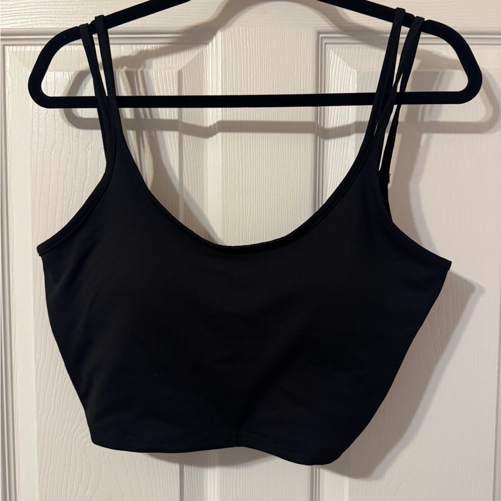 SHEIN Black Double Strap Crop Top